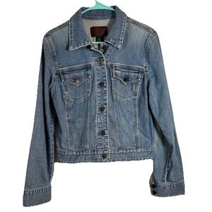 Calvin Klein Jeans Women's Large Blue Stretch Denim Trucker Jacket Philippines